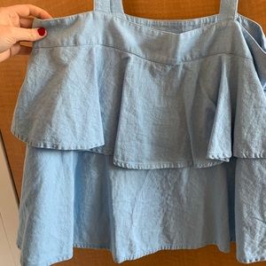 Light blue ruffled tank top